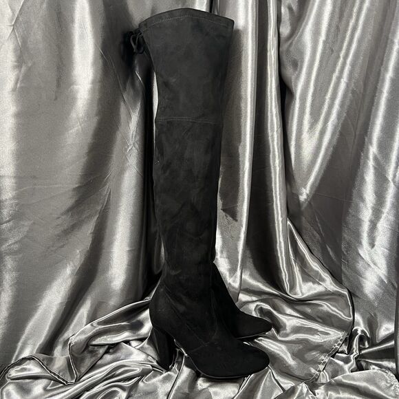 Steve Madden Gorgeous Size 8.5M Black Faux Suede High Heel Over The Knee Boots - Picture 2 of 16
